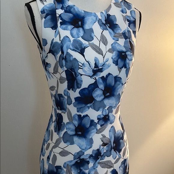 Calvin Klein Floral Blue and White Dress 🍀HP🍀 - Picture 4 of 6